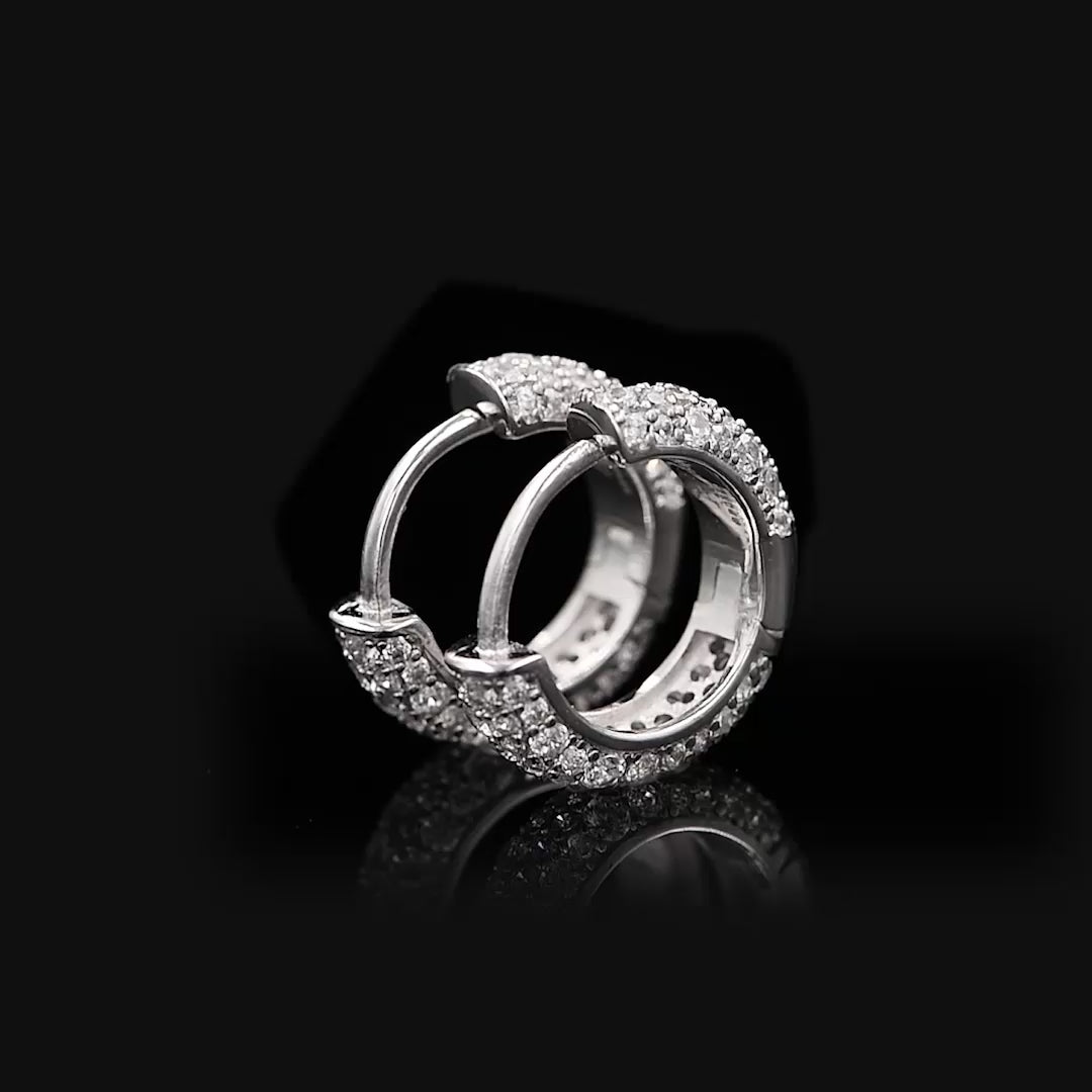 S925 Paved Hoop & Clover Stud Earring Set