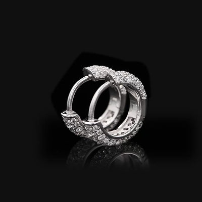 S925 Paved Hoop & Clover Stud Earring Set