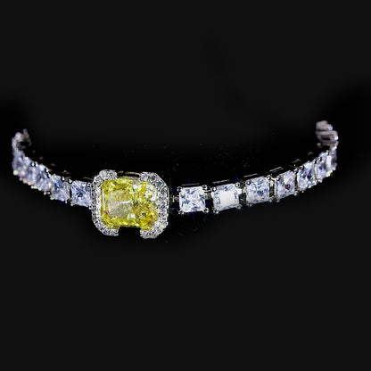 Crushed Ice Emerald Cut Tennis Bracelet - Fancy Yellow