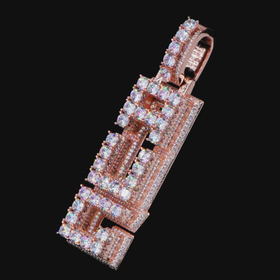 Custom Radiant Layers Vertical Letter Pendant - Rose Gold