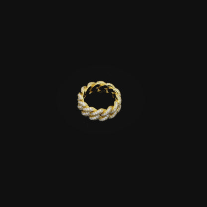 Women's Double Row Iced Cuban Link Ring - 9mm