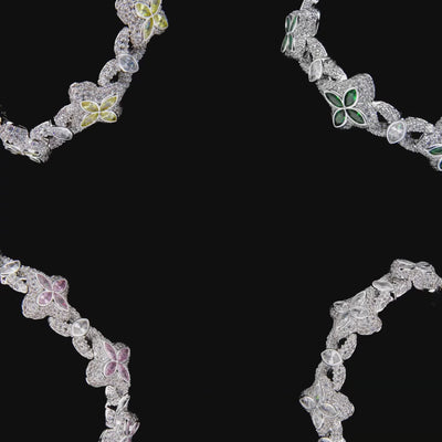 Iced Tennis & Kleeblatt-Armband-Set