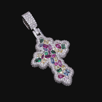 Vibrant Fancy-Cut Cross Pendant