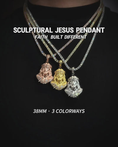 Fancy-Cut Sculptural Jesus Pendant