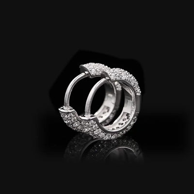 S925 Round Paved Hoop Earrings