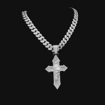 Women's Divine Engraved Cross Pendant - Large