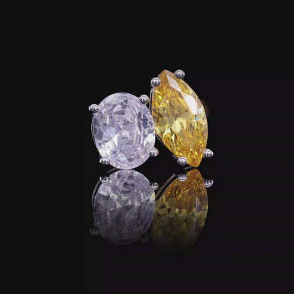 Moissanite Toi et Moi Stud Earrings – Oval & Marquise