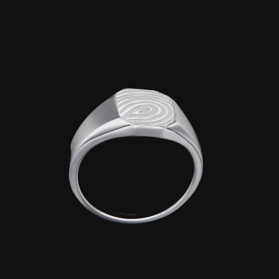 Anillo octágono de sello personalizado - Huella digital