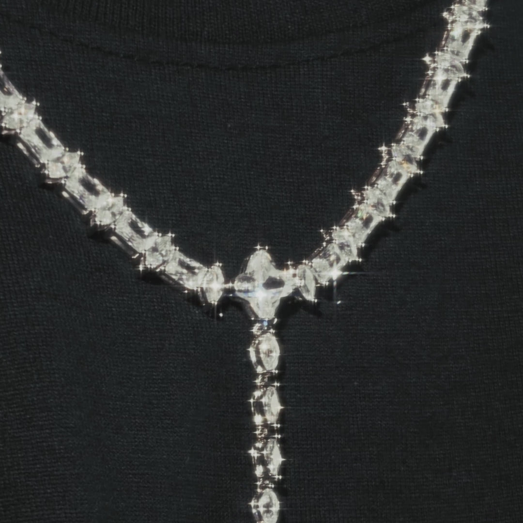Collar de rosario divino helado de moissanita