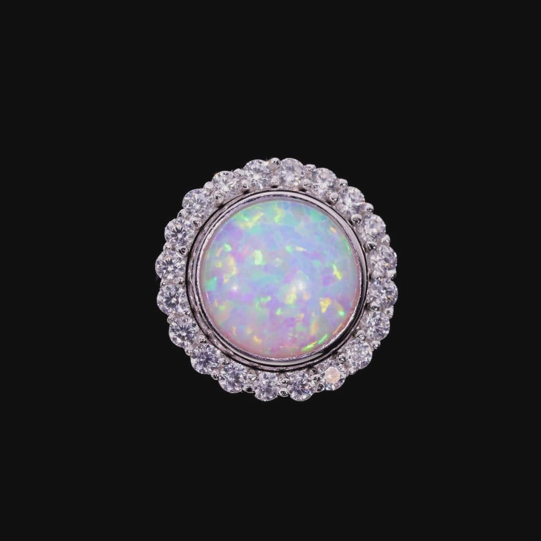 Orecchini a bottone staccabili con aureola opale S925