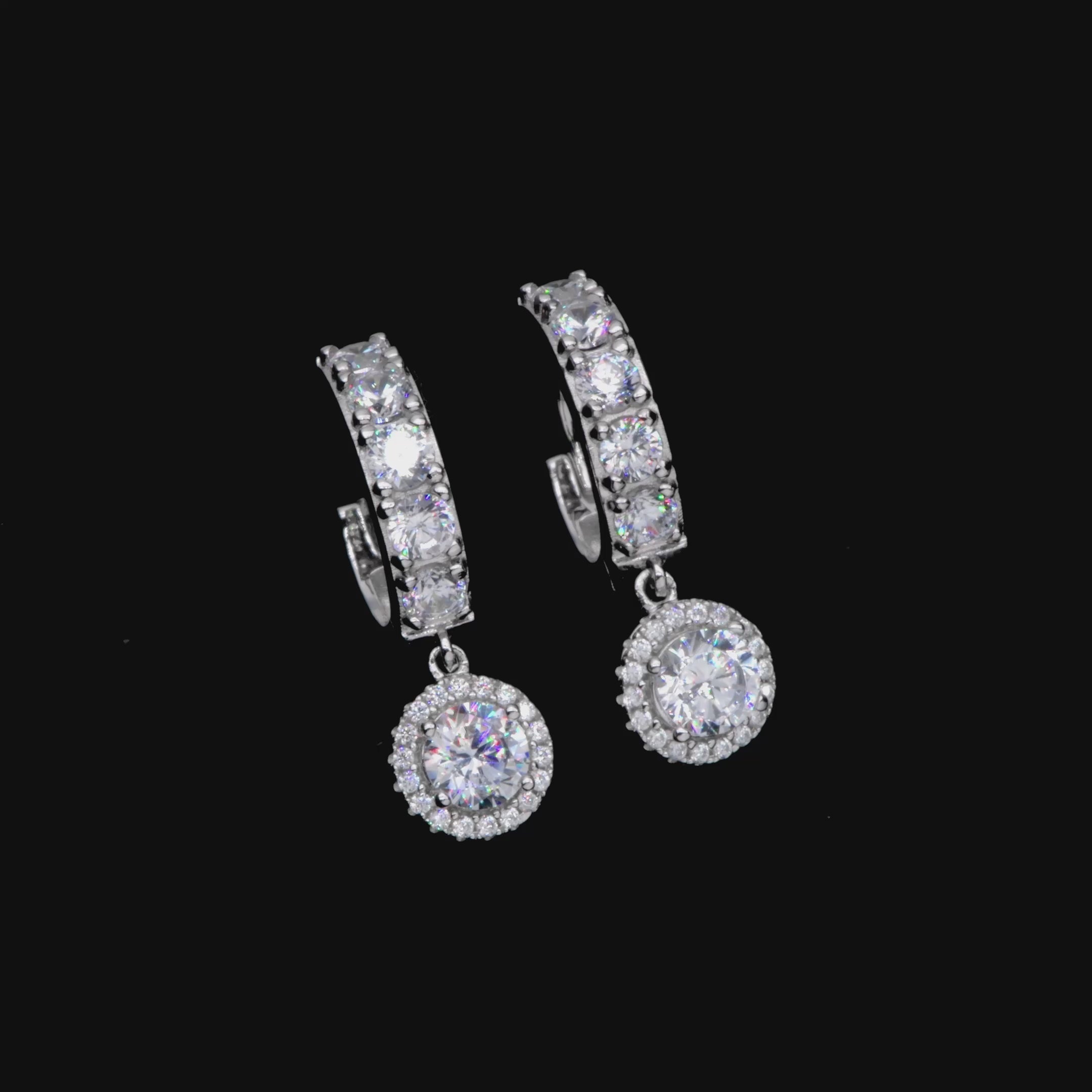 Women's Moissanite Halo Dangly Earring