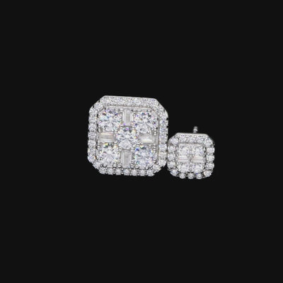 S925 Baguette & Pentagramm-Ohrstecker-Set