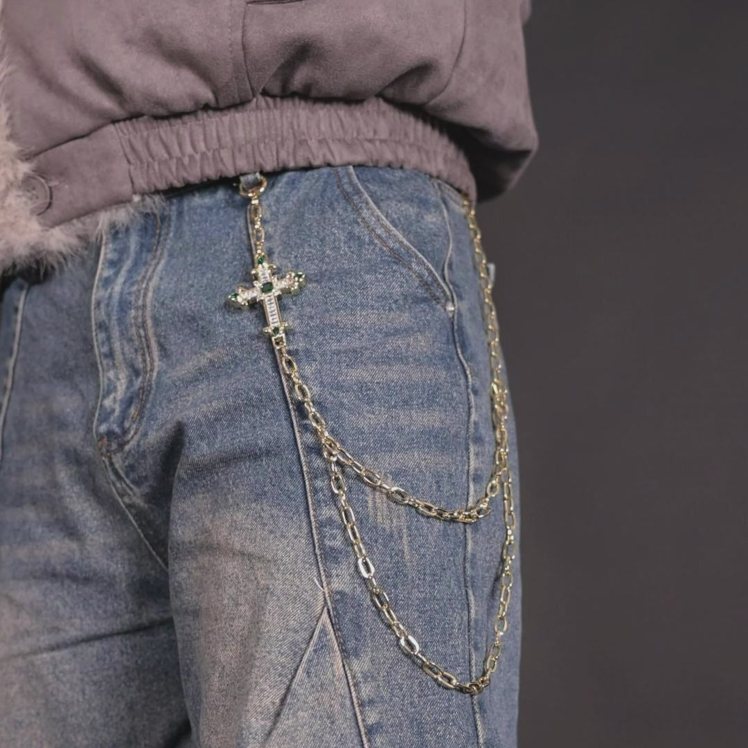 Catena per portafoglio a doppio strato con croce radiante