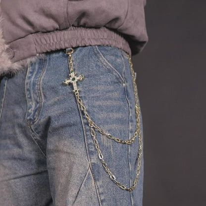 Catena per portafoglio a doppio strato con croce radiante