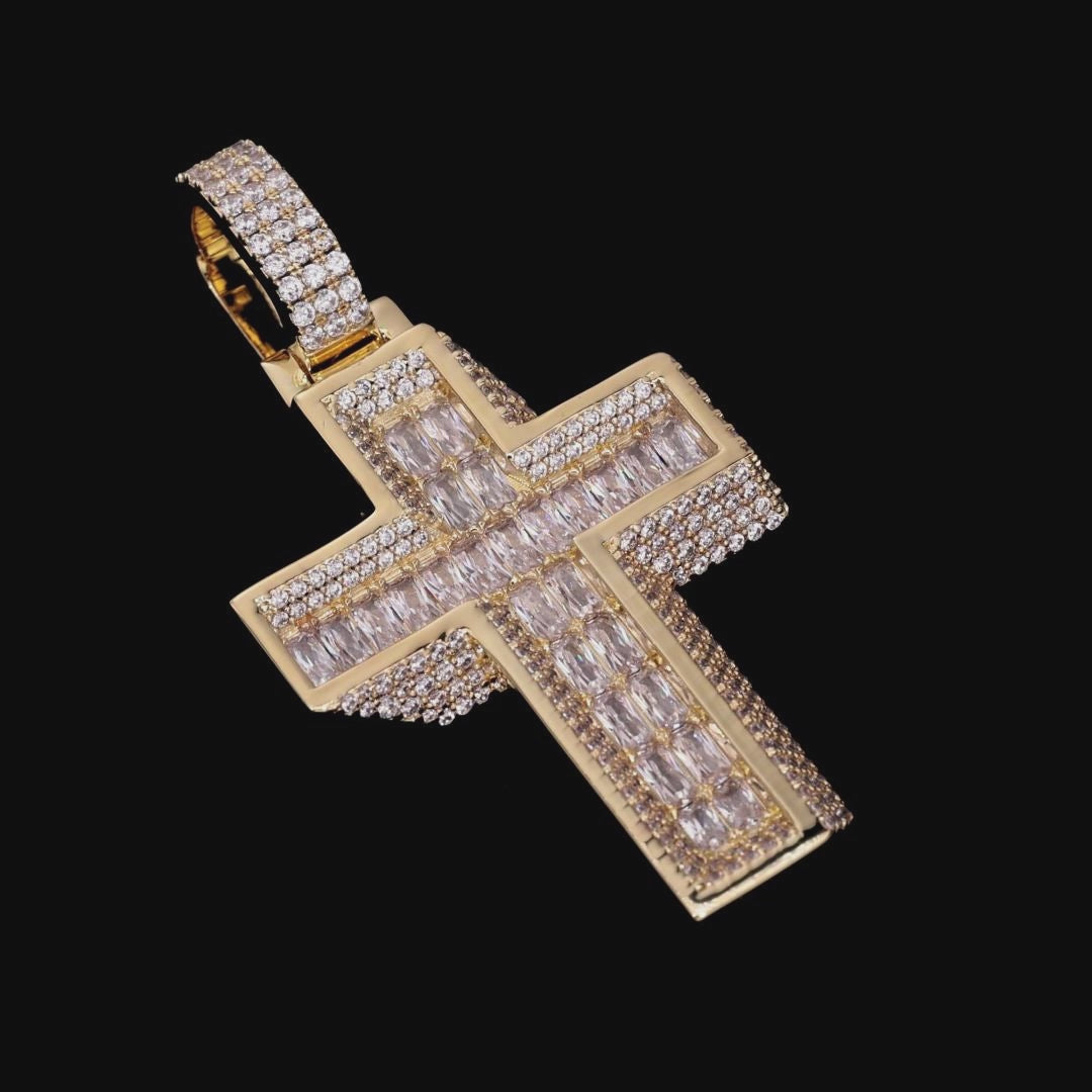 Brillant pendentif croix inclinée 3D