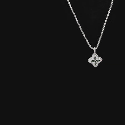 Pendentif trèfle lumineux glacé & Ensemble Trinity de chaîne de tennis