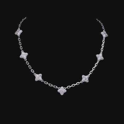 Iced Luminous Clover Verstellbare Kette & Armbandset – Grüner Diamant