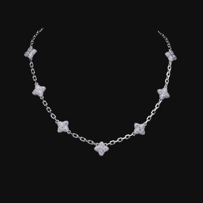 Iced Luminous Clover Adjustable Chain & Bracelet Set - Green Diamond