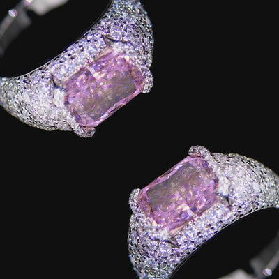 Anello taglio smeraldo ghiaccio tritato - blu grigio