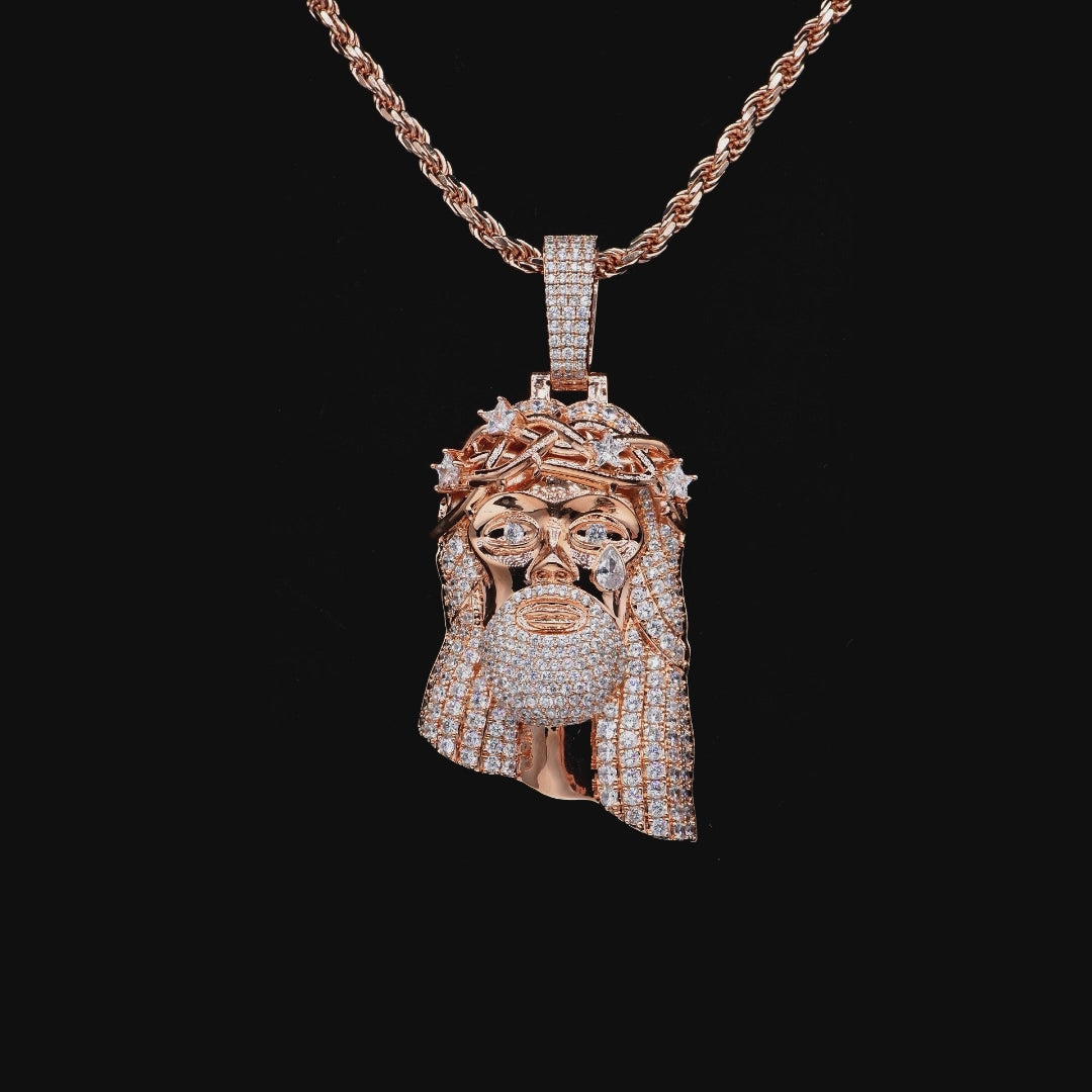 Rose Gold Stellar Jesus Pendant - Medium