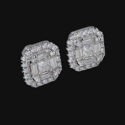 Boucle d'oreille halo Moissanite S925