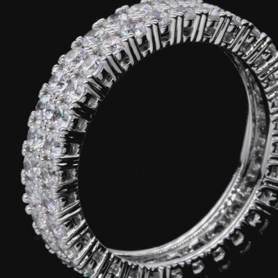 Anneau de tennis glacé à double rangée - 4 mm