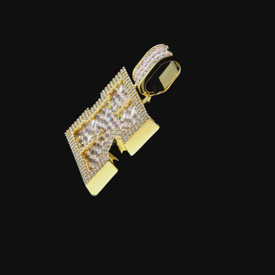 Colgante de letra con engaste invisible personalizado - Oro amarillo