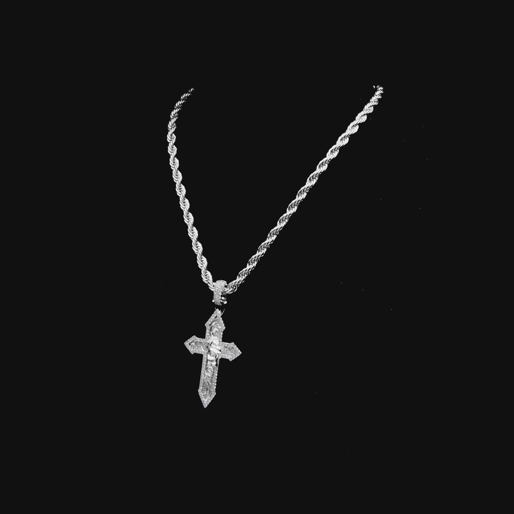 Women Divine Engraved Cross Pendant - Medium