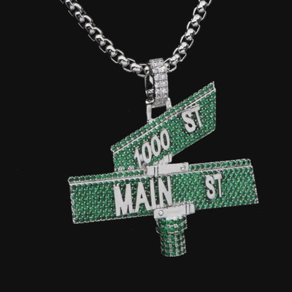 Custom Iced Street Sign Pendant