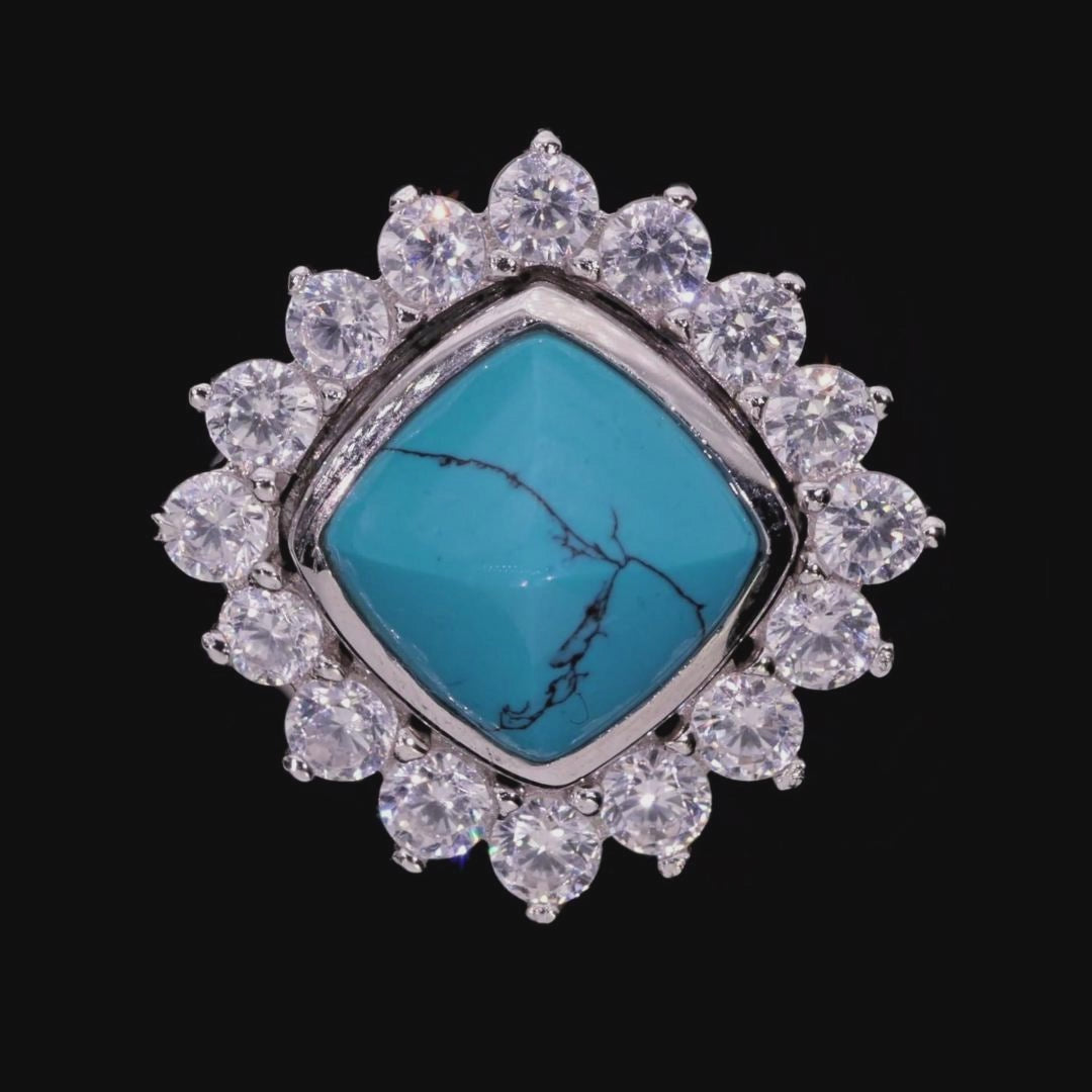 Orecchini a bottone staccabili con aureola turchese S925