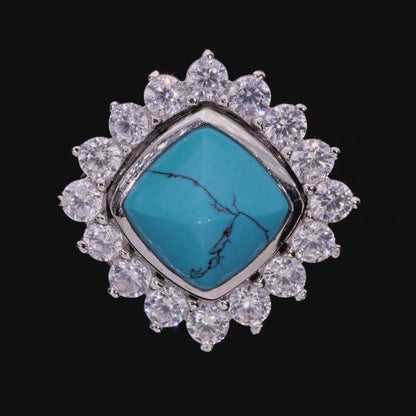 Orecchini a bottone staccabili con aureola turchese S925