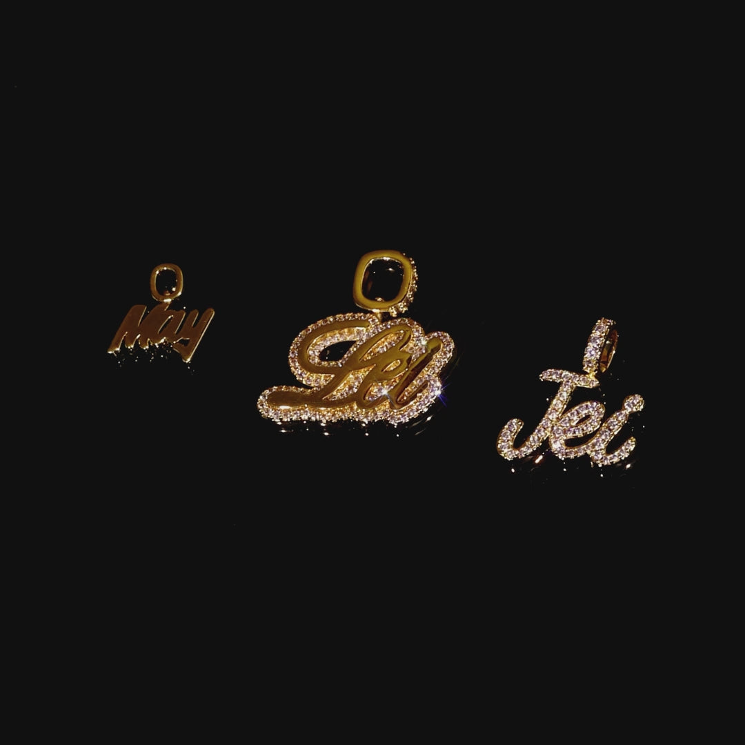 Custom 10K Solid Gold Font Pendant