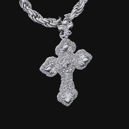 Women's Fleur De Lis Clustered Cross Pendant