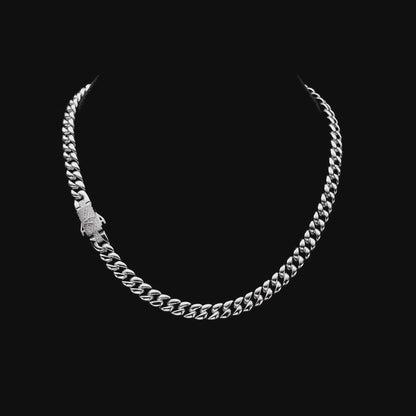 Plain Gold Cuban Link Chain With Moissanite Clasp - 8mm