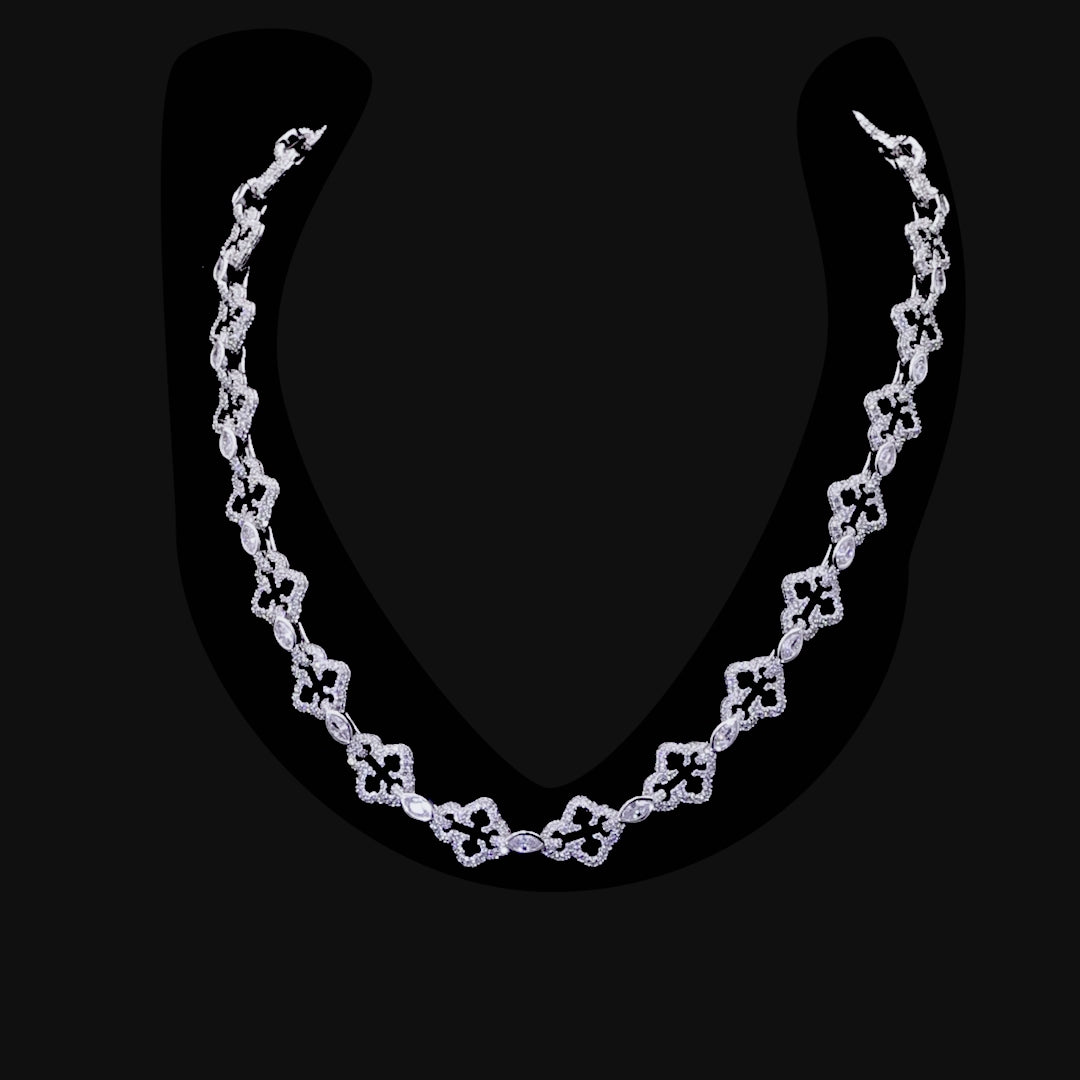 Women's Marquise Cut Mix Bottoni Cross Link Chain - 12mm