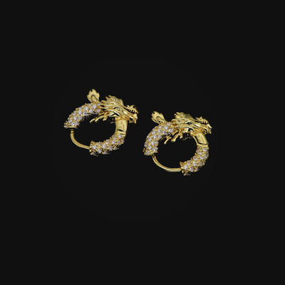 S925 WONG Iced Coiled Dragon Hoop Earring