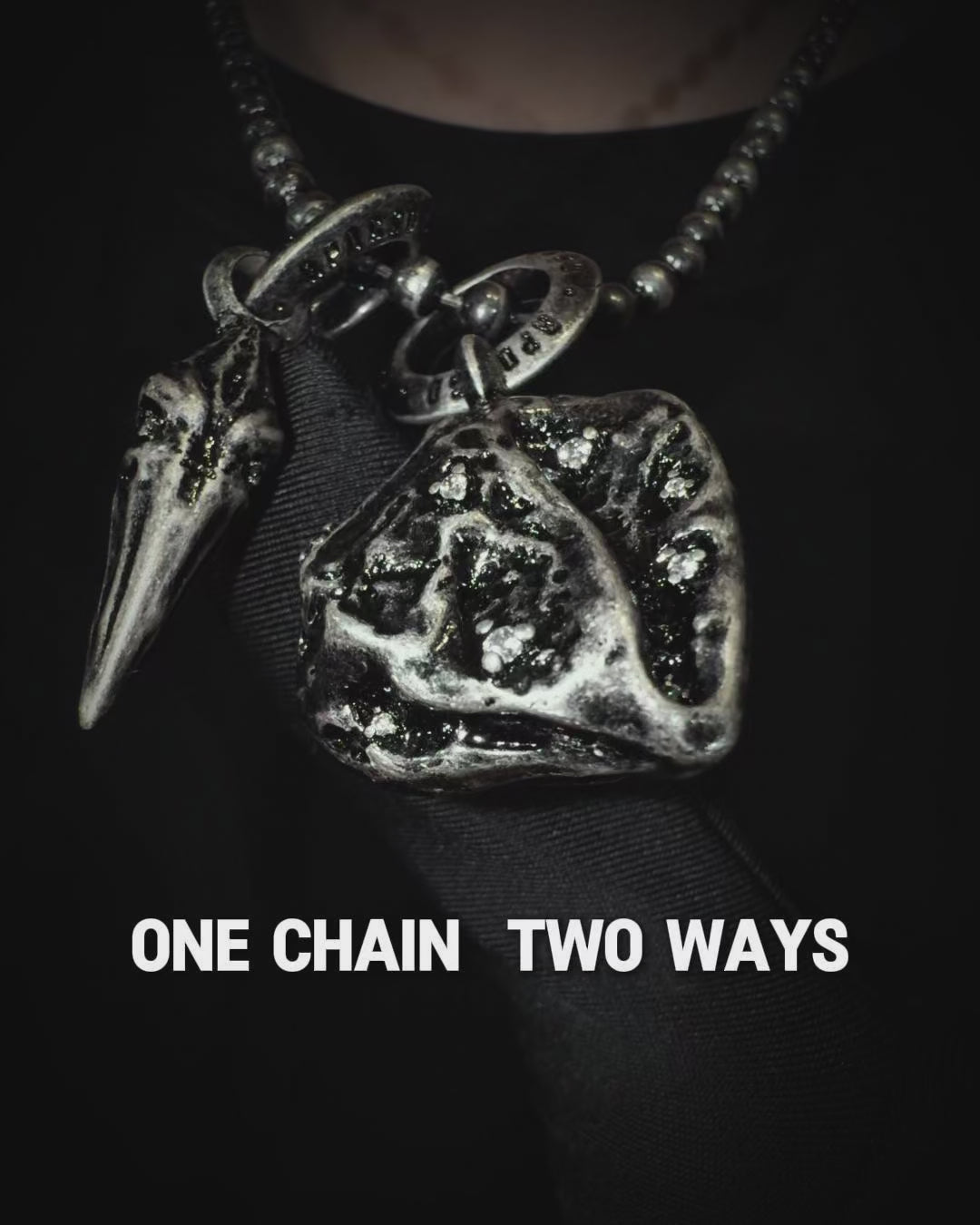Load video: BELL &amp; MONOLITH WEATHERED NECKLACE