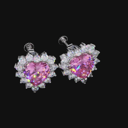 Boucle d'oreille de coup de coeur rose