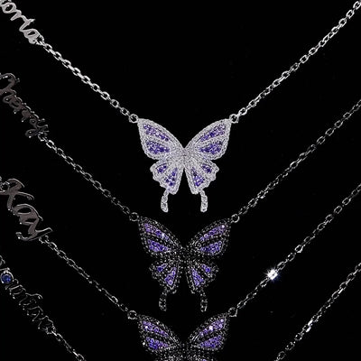 Individuelle Moissanit Lila Schmetterling Halskette