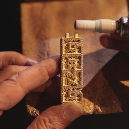 Custom Iced Mix-cut Vertical Pendant - Width - 17mm