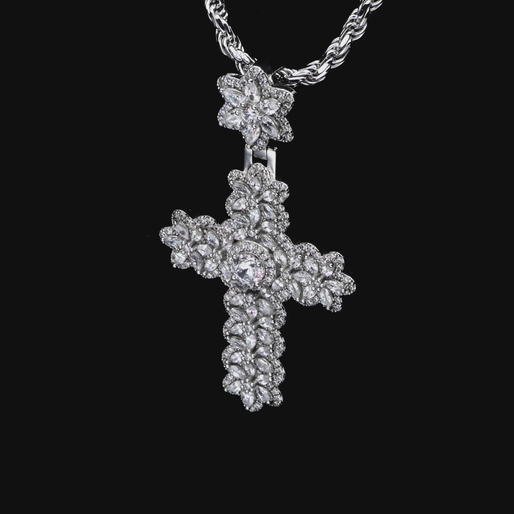 Marquise Flower Cross Pendant