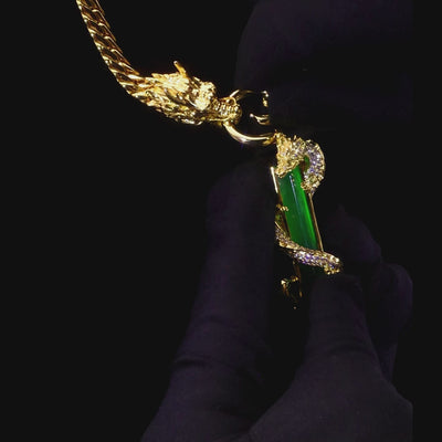 WONG Ⅱ Iced Out Jade-Säulenanhänger