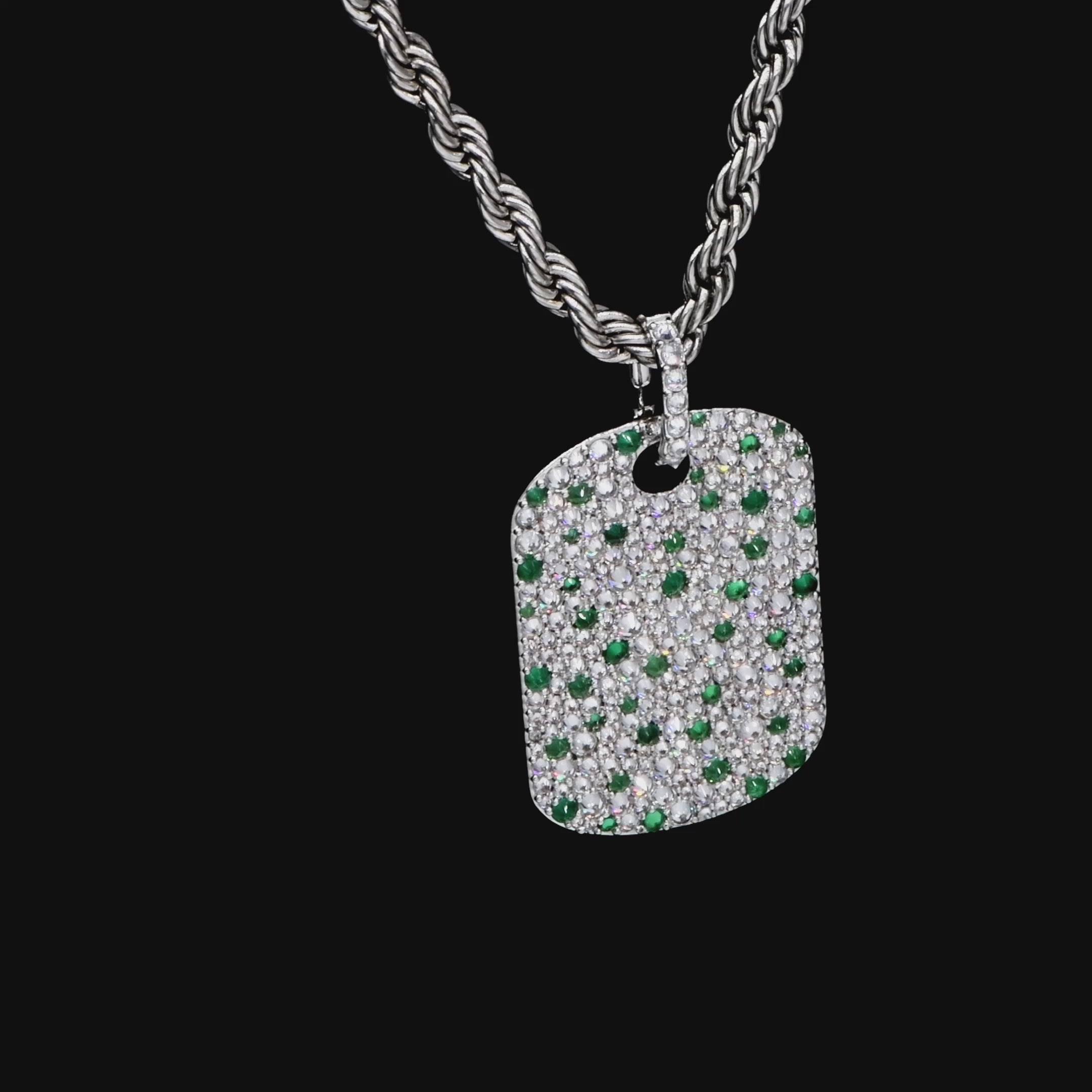 Women's Reverse Set Diamond Dog Tag Pendant - Mix