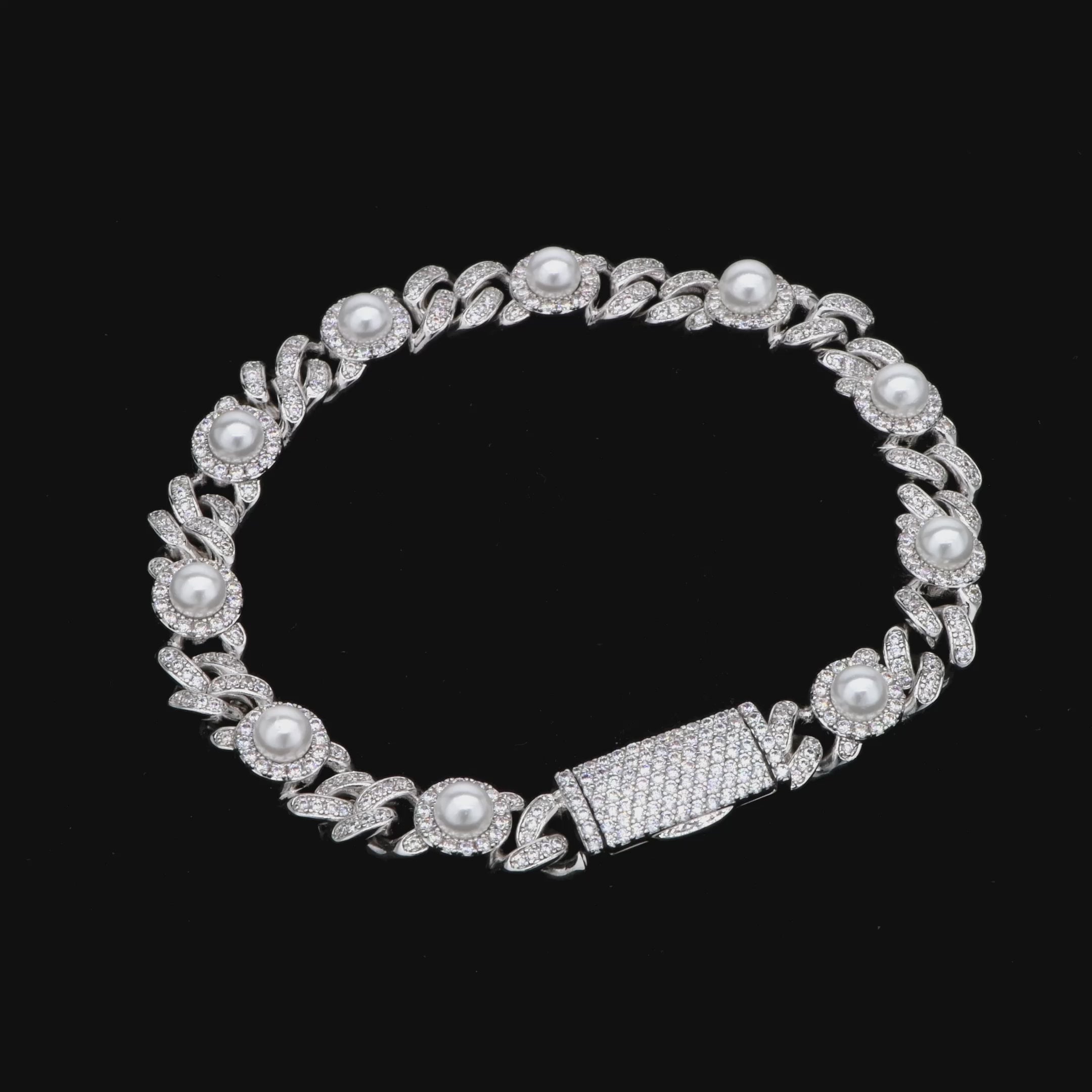 Pearl Iced Cuban Bracelet - 8mm