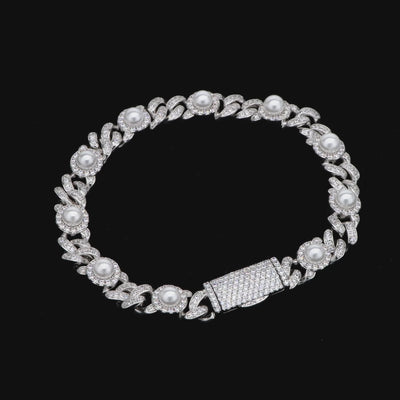 Bracelet cubain glacé en perles de moissanite - 8 mm