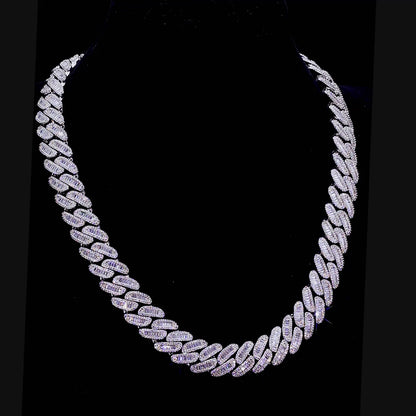 Halo Baguette Cut Cuban Link -Kette