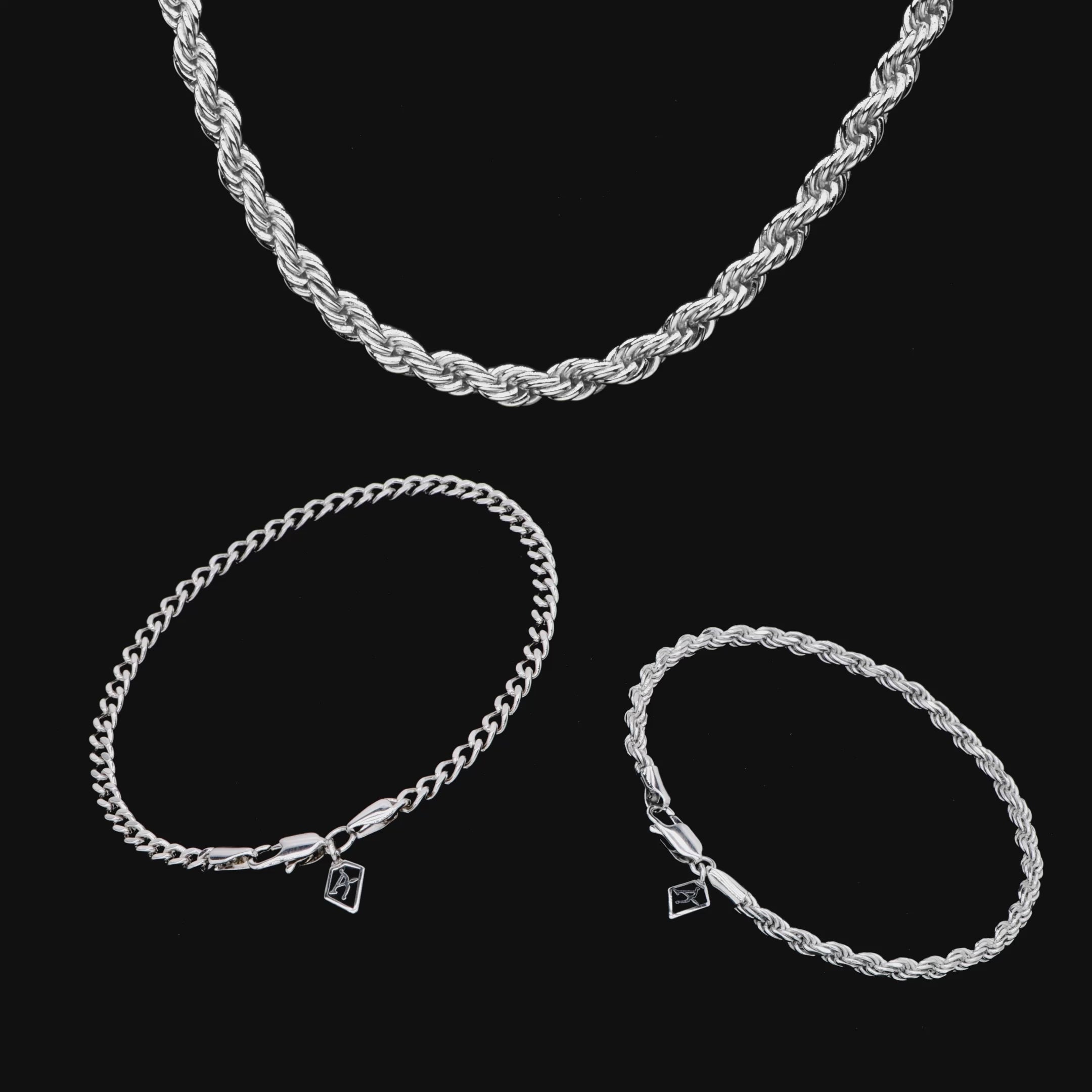 Seilkette und Armbänder Set