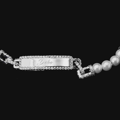 Bracelet personnalisé avec étiquette nominative en perles - 5 mm