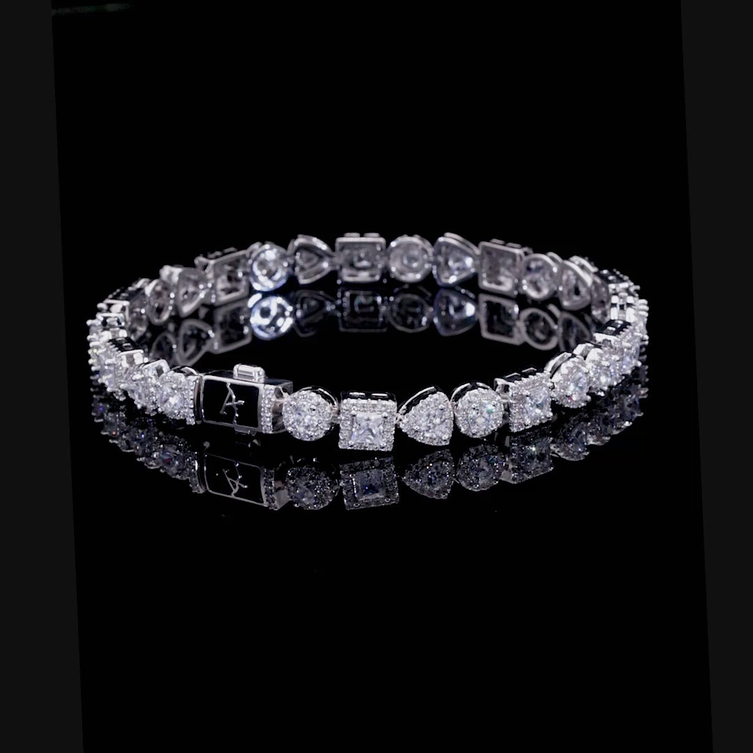 Women's Princess Cut Mix Clustered Tennis Bracelet - 7mm