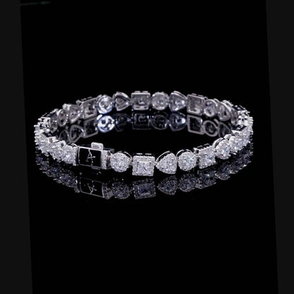 Princess Cut Mix Clustered Tennis Bracelet - 7mm